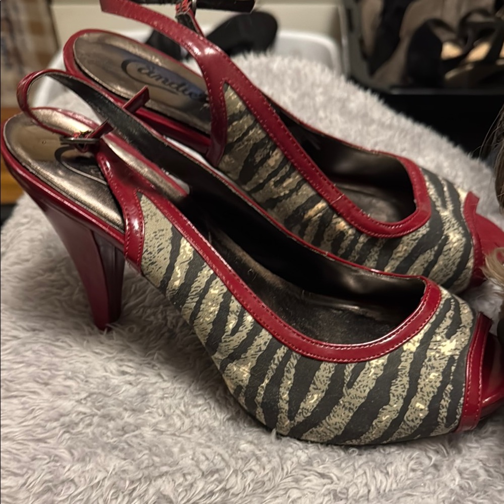 Candie's Red and Zebra Print Heels